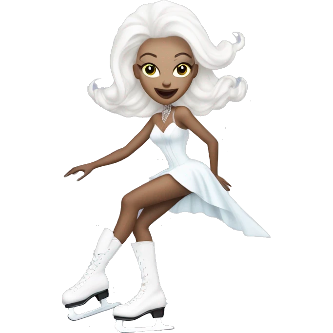 a white drag queen with bald head ice skating emoji