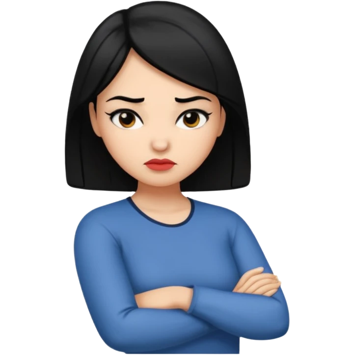 pouty arms crossed emoji woman with black hair emoji