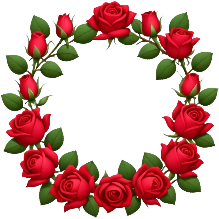 Highly detailed Delicate red rosebuds around the outline of photo frame emoji