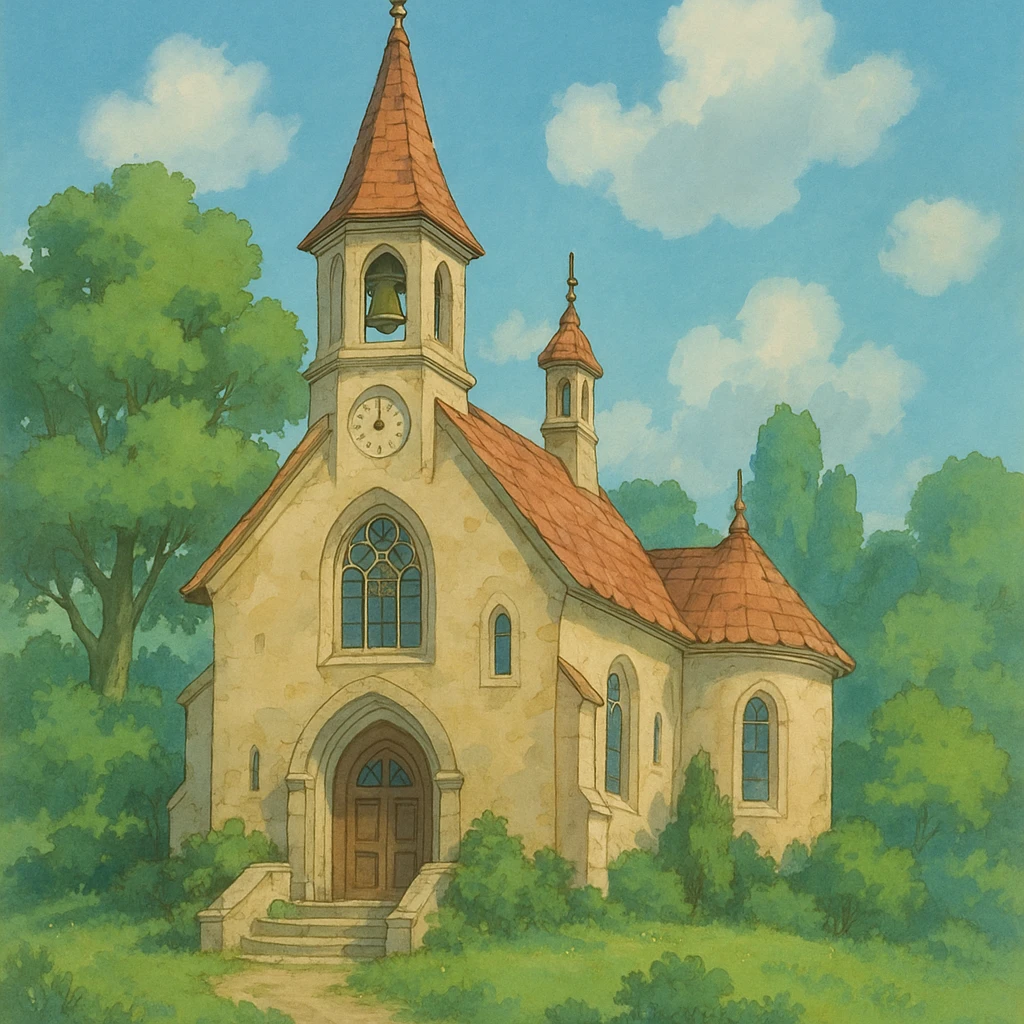 church icon, ghibli style emoji