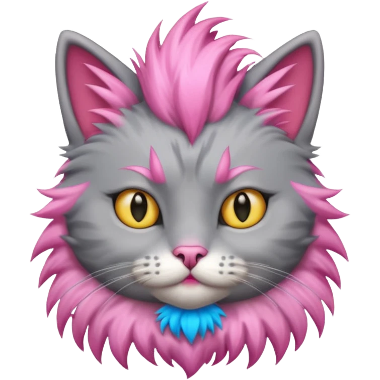 grey cat sitting with pink mohawk emoji