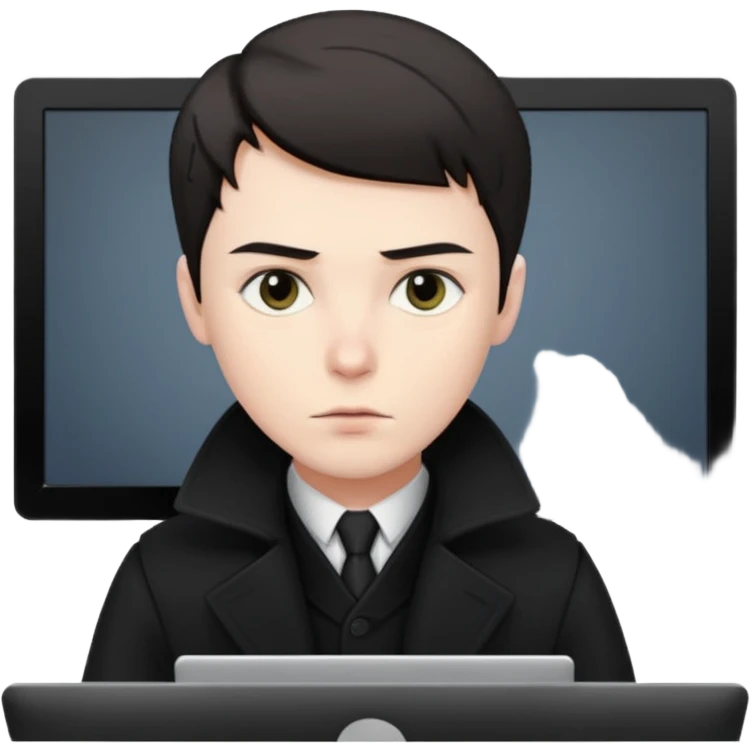 Man in black coat, desktop emoji