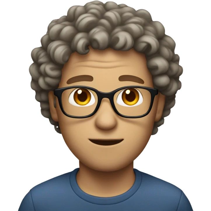 Nerdy white man with curly hair  emoji