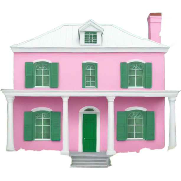 Pink Bermuda house white roof green shutters emoji