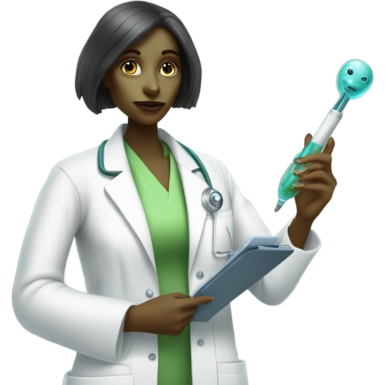 Reptilian alien woman, is a doctor emoji