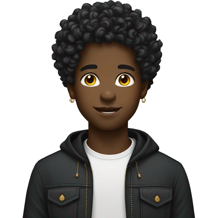 black boy with curly hair with earrings  emoji
