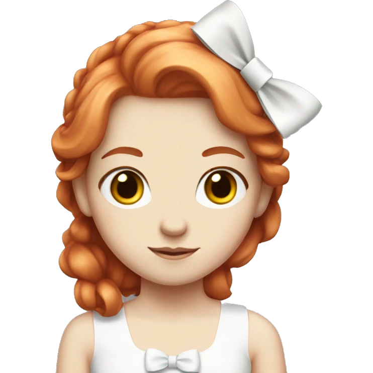 Red-haired girl with white bow in hair with pale skin emoji