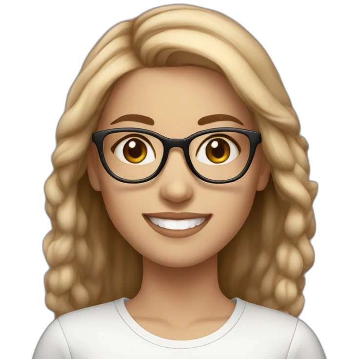 beautiful-fashion-white-girl with light brown hair with glasses smiling emoji