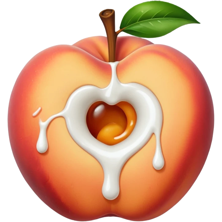 Fingers inside of peach with hole and icing dripping out  emoji