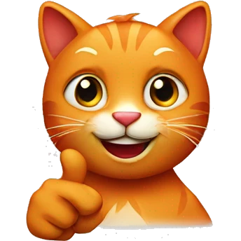 red cat with thumbs up emoji