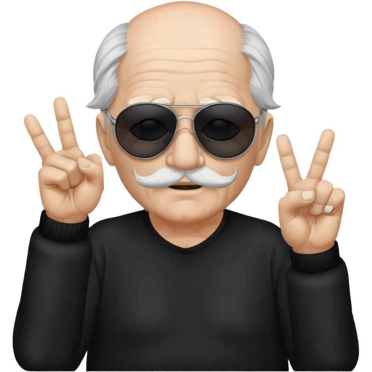 Some white old guy with a mask on and black shades with it also holding up the middle fingers emoji