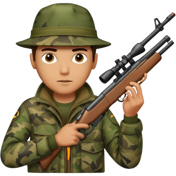 male hunter aiming a rifle, minimal background emoji