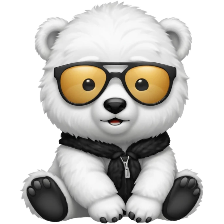 baby polar bear wear black sunglasses emoji