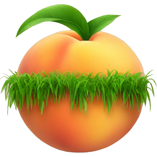 Peach with grass growing on it emoji