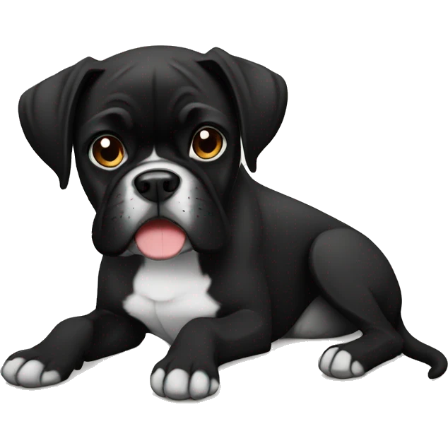 black Boxer dog mit text streichel mich emoji