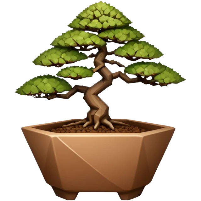 Empty(no tree in it) bonsai pot with triangular angular faceted asymmetrical original shaped body  emoji
