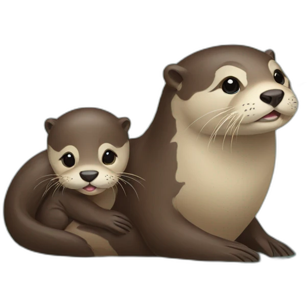 Mama otter with a baby on her back emoji