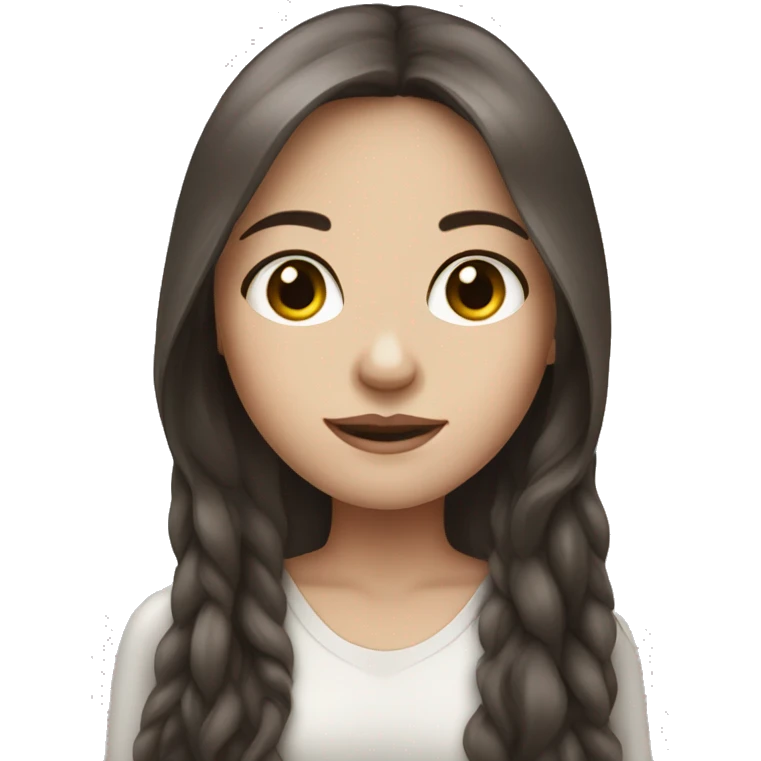 white Skin girl with dark brown long  hair  emoji