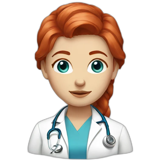 Female doctor red hair blue eyes emoji