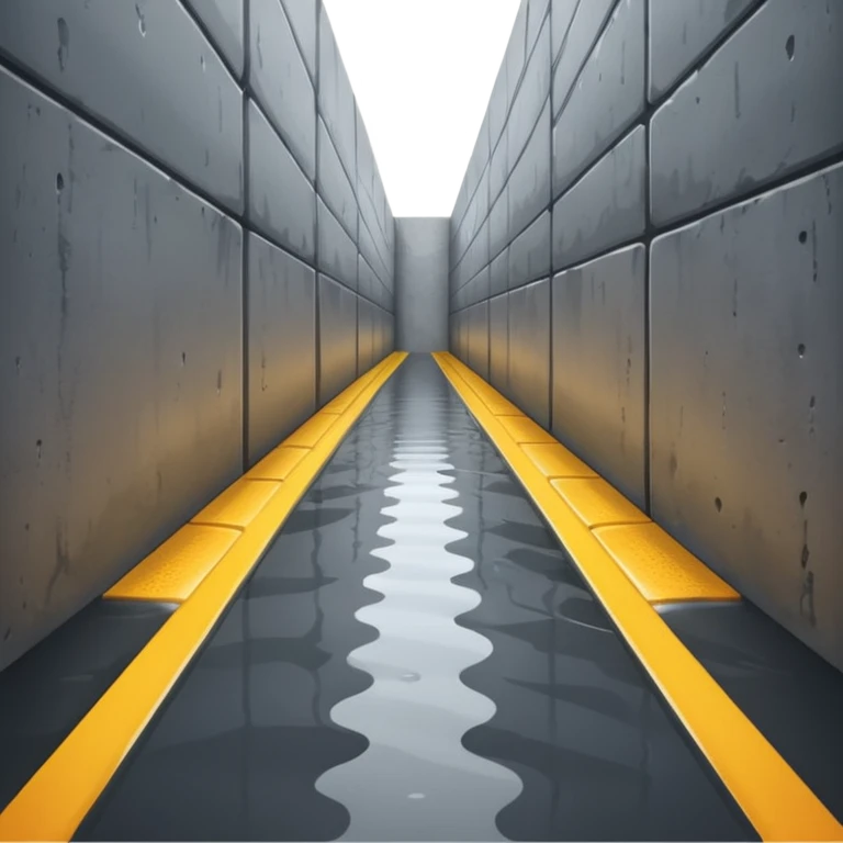 A wet road between concrete walls emoji