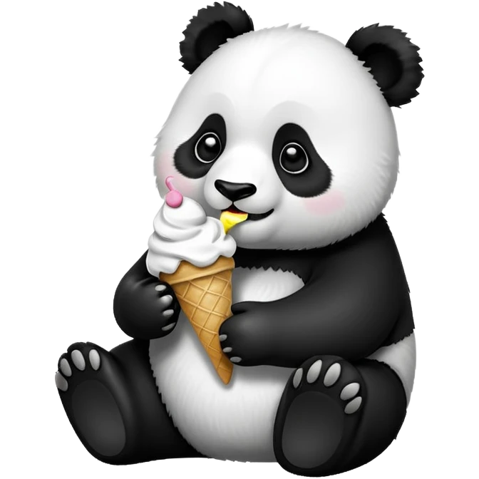 Panda eating ice creamy emoji