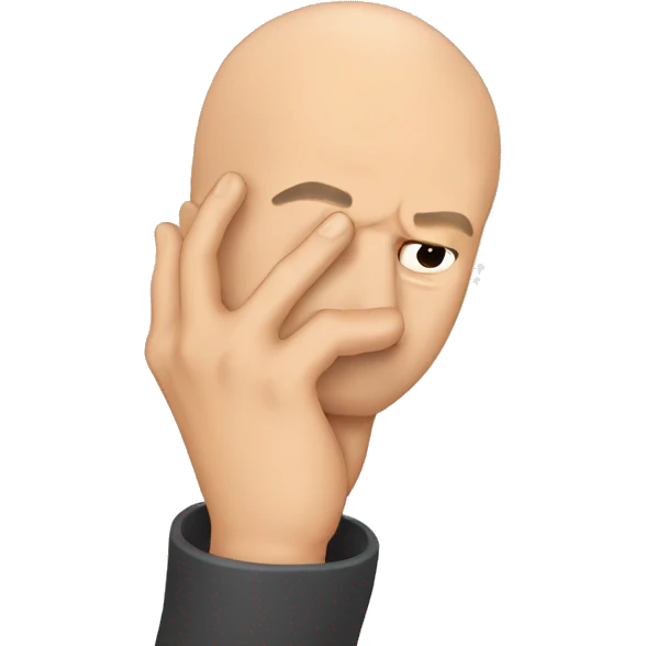 Bald man facepalms with his hand emoji