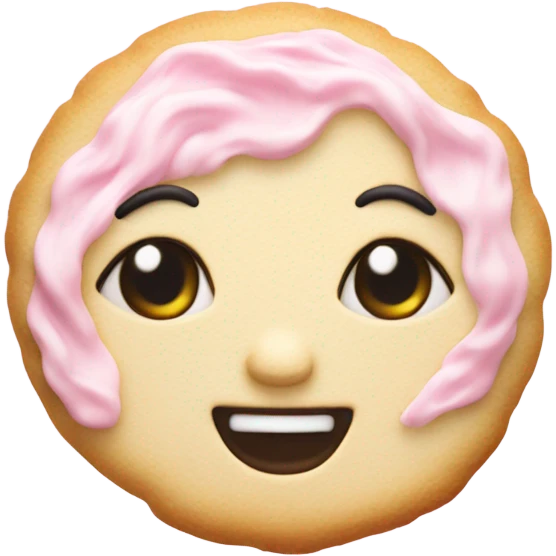 sugar cookie with pastel pink frosting emoji