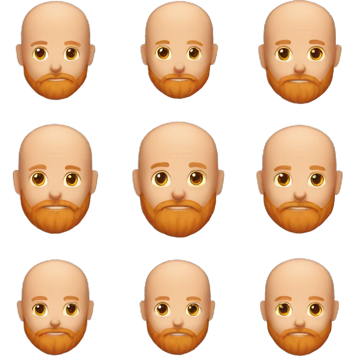 Bald man with a big orange beard holding a cat emoji