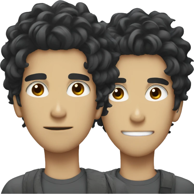 a guy with messy black hair in anime emoji