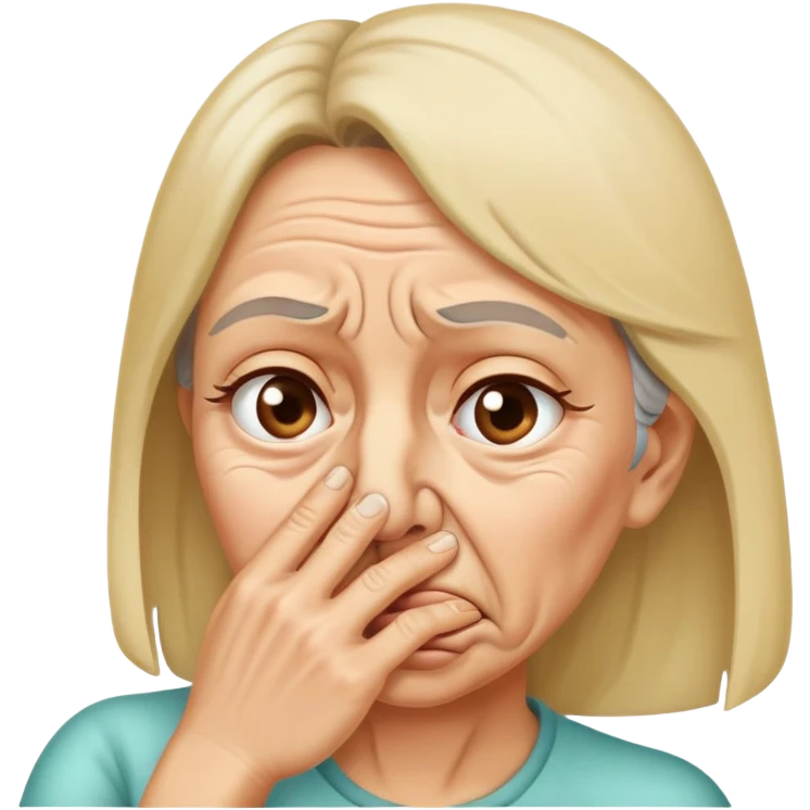 Woman holding nose stinky smell emoji