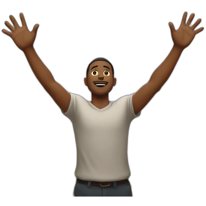 man with his arms wide open up towards the sky emoji