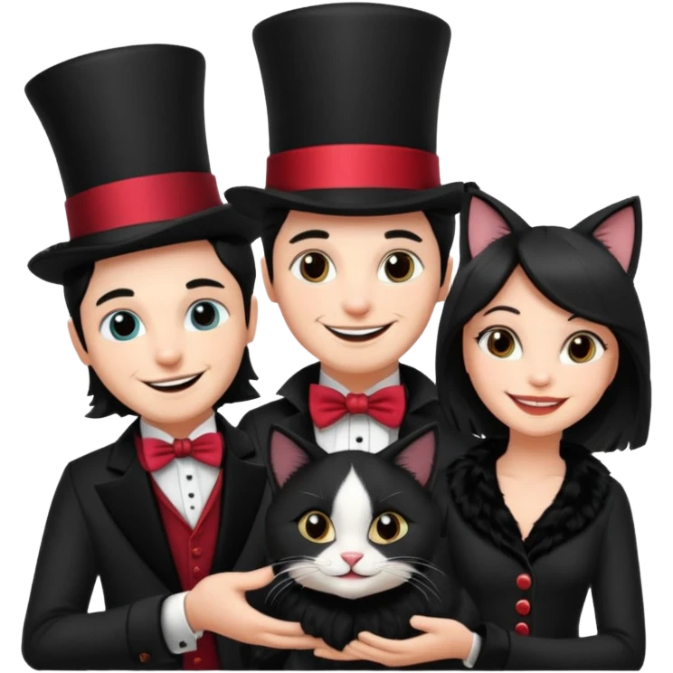 magician couple and their pet cat emoji