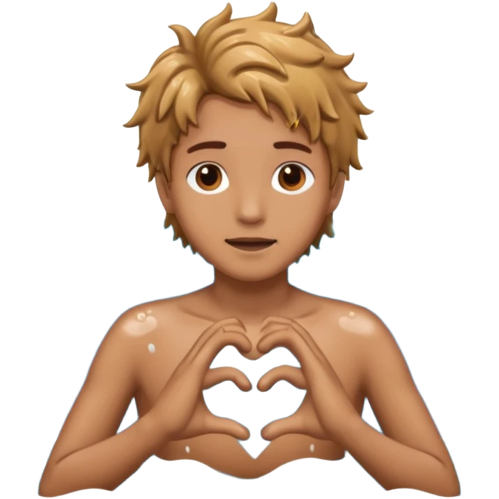 Persong drowning in the ocean and creting a heart with his hands emoji