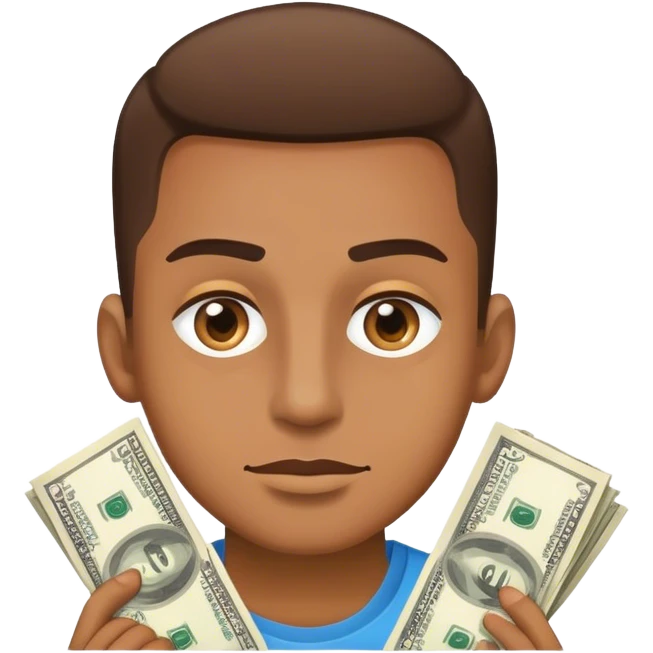 Light brown skin tone guy with money in his eyes emoji