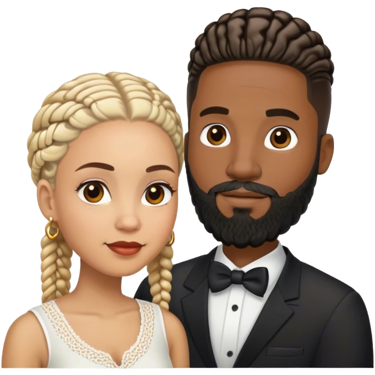 Lightskin guy with beard and cornrows and his black wife married emoji