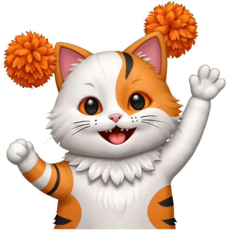 cheerleading cat with pom pom emoji