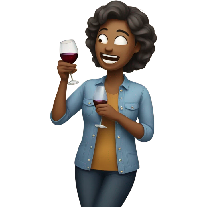 laughing crying mom with wine emoji