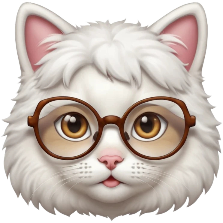 cute girl cat with big glasses emoji