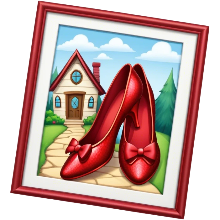 Ruby slippers under a house emoji