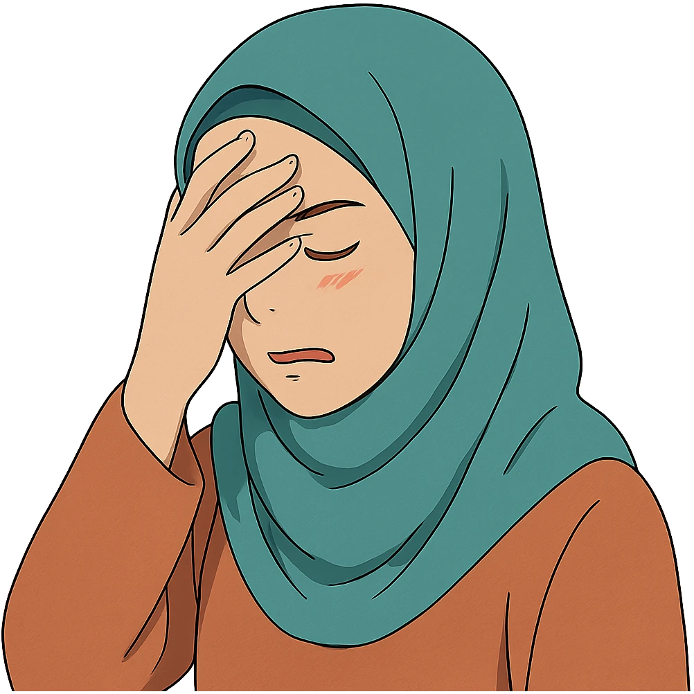 ghibli style woman in hijab facepalming emoji