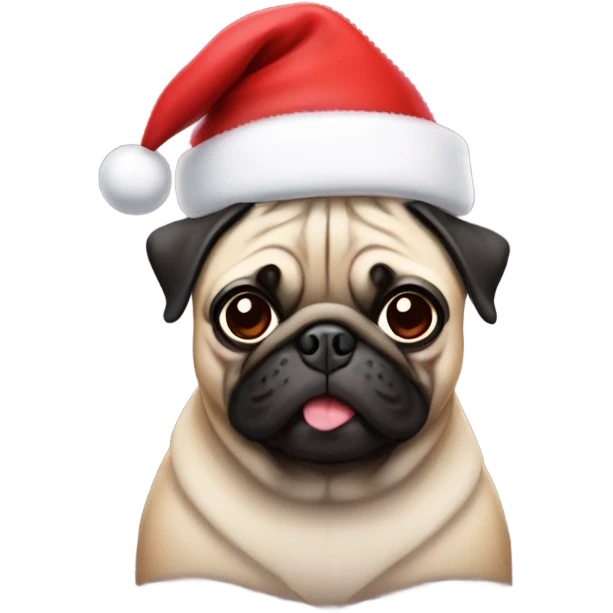 Pug wearing Santa hat emoji