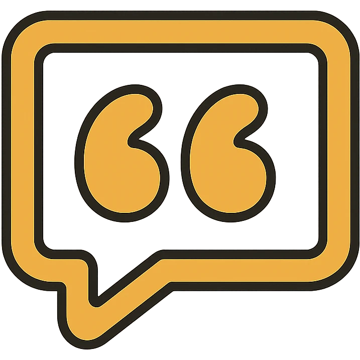 quotes icon in gold and black, outlined style emoji