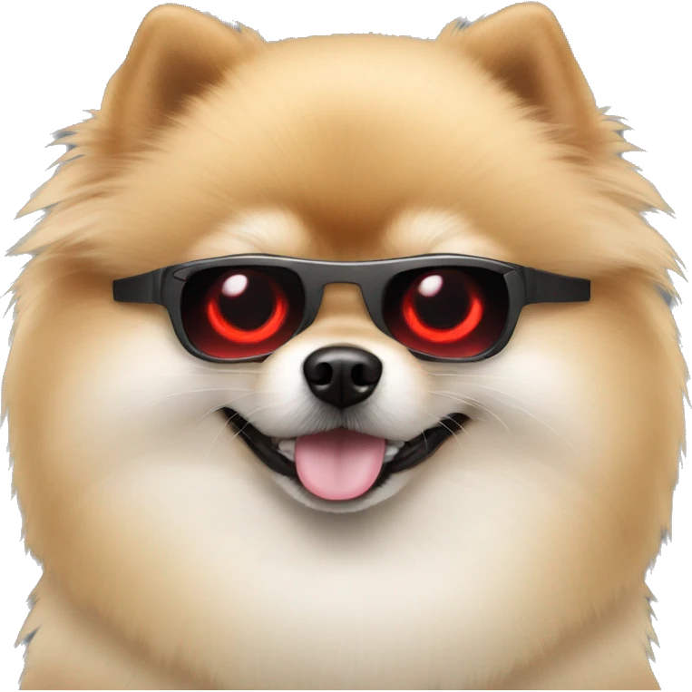 terminator pomeranian with one red eye emoji