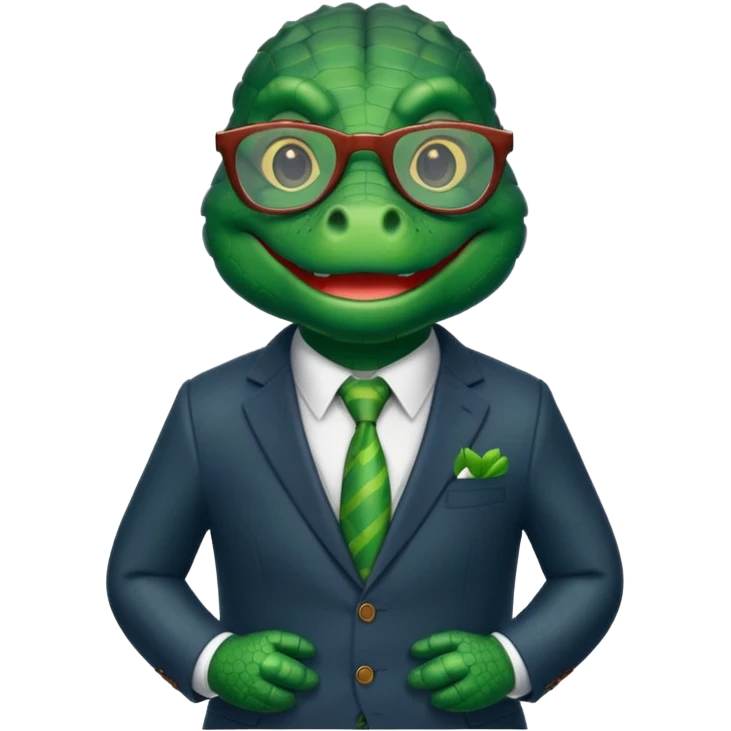 alligator with clothes and wearing glasses emoji
