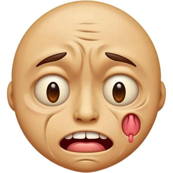 a horrifyingly distorted emoji encapsulating pain emoji