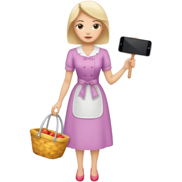 ligth woman wearing housewife clothes full body  emoji