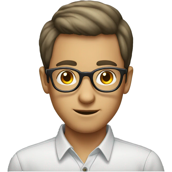 male nerd with rounded eyeglass, and short hair emoji