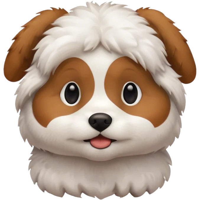 A fluffy white and brown puppy emoji