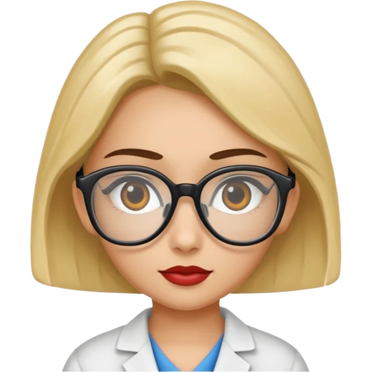 una enfermera escolar con gafas llamativas y un moño pequeño, morena emoji