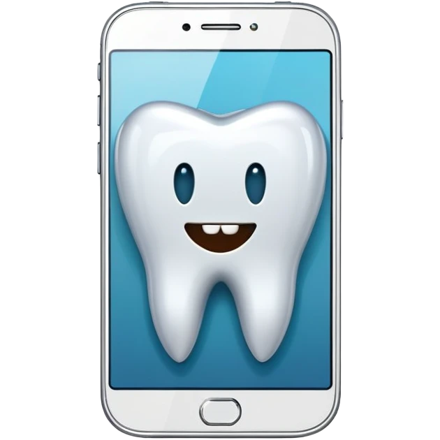 smartphone with a tooth-shaped logo emoji